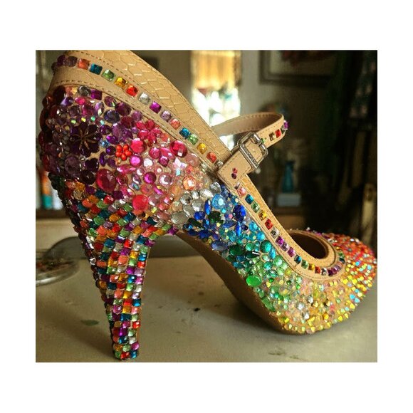Gorgeous Rainbow Sequined Heels - Picture 11 of 15